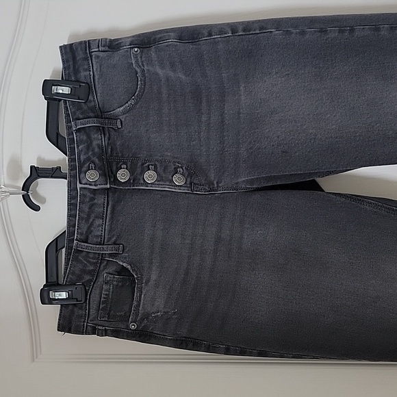 Old Navy Size 8 Washed Black / Gray Power Straight High Rise Denim Jeans - Picture 11 of 13